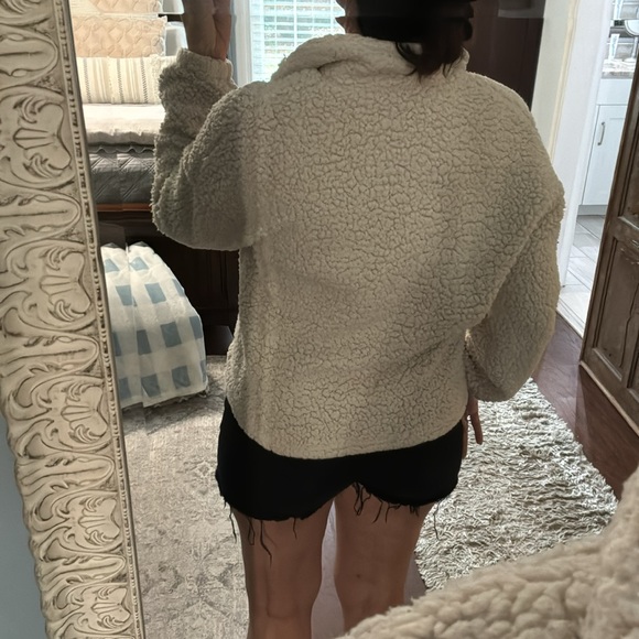 SHEIN Cream Sherpa 1/4 Button-up Pullover Size L - Picture 3 of 10